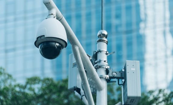 CCTV security camera in city of China.